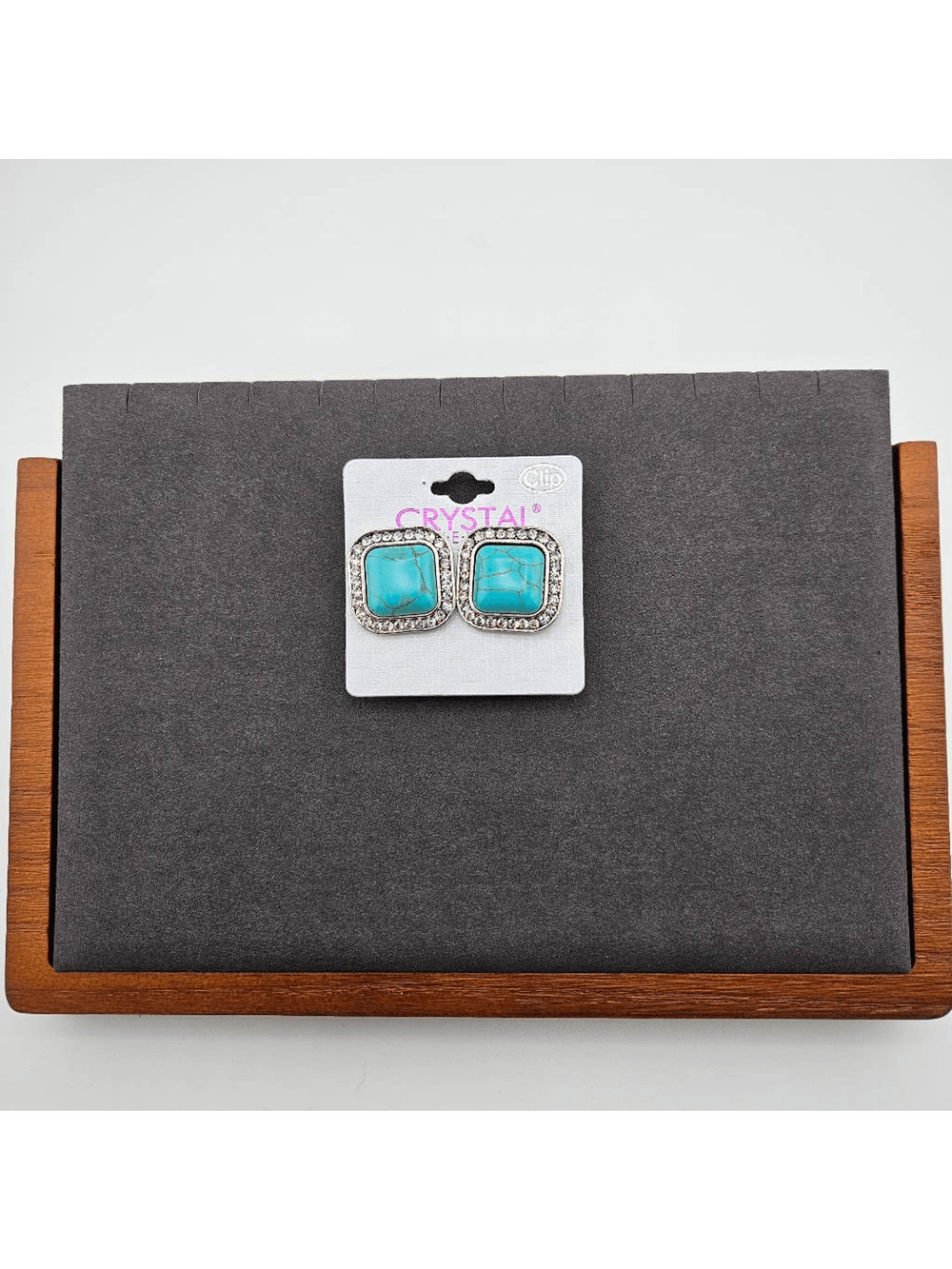 Crystal Avenue Clip On Silver Tone Turquoise Earrings